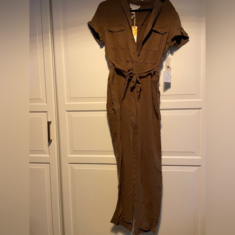 C&C California Olive Green Vintage Feel Coverall Jumpsuit